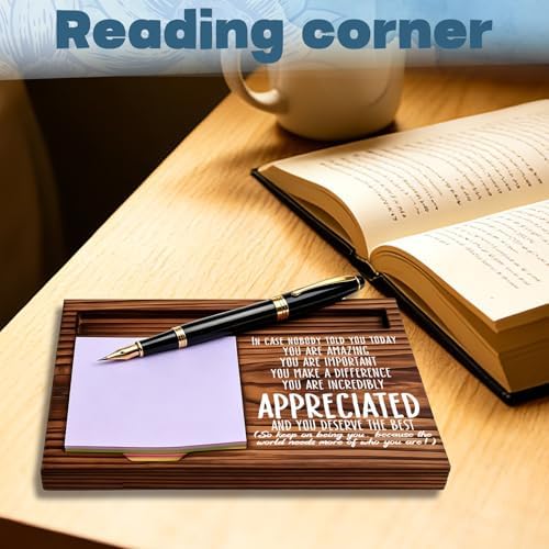 FOUGSTA Appreciation Gifts for Women, New Job Gifts for Women, Inspirational Office Decor Gift for Woman,Wooden Notepad Pen Holder With Inspirational Quotes,16.5 x 12 x 1.5 cm,XXN3 - Image 5