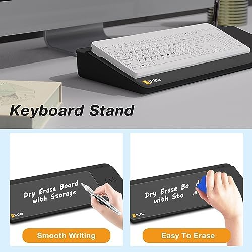SELEAD Desktop Glass Whiteboard with Wireless Charger and Storage, Black - Image 4