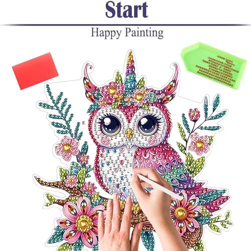 Diamond Painting Kits for Adults Beginners, 5D Full Drill Owl Crystal Art Desktop Ornament, DIY Single Sided Home Office Desk Decor, Creative Craft Gift Set with Tools - Image 6