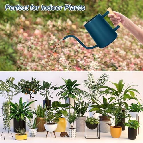 Watering Can Indoor Plants, 35 oz/1000 ml Metal Stainless Steel Watering Can Pot with Long Spout for Indoor House Plants Bonsai Outdoor Garden Flower Decorative (Dark Blue) - Image 7