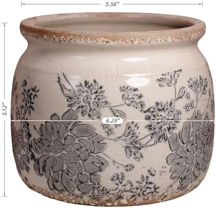 Modern Farmhouse Ceramic Planter & Vase with Drainage for Indoor Plants - Image 3