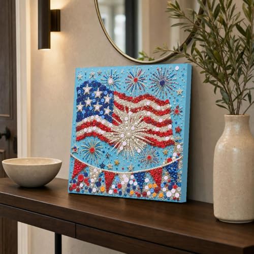 Framed Button Art Kit 11.8" DIY Mosaic Craft for Adults(US Flag) - Image 3