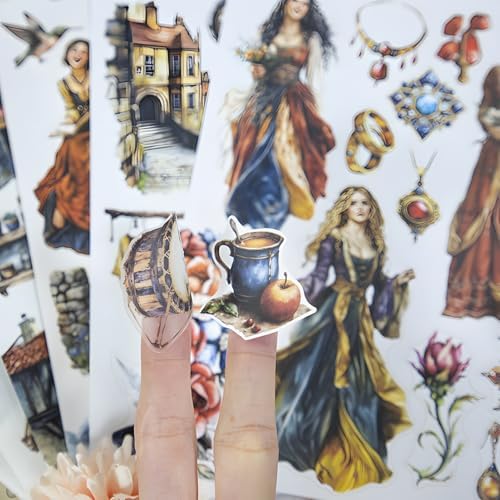 Snycler European Narrative Theme Sticker Scrapbooking Supplies for Junk Journal, 20 Sheets PET Stickers - Vintage Journaling Stickers, Ephemera Sticker Book Pre Cut, Junk Journal Supplies, Planner - Image 5