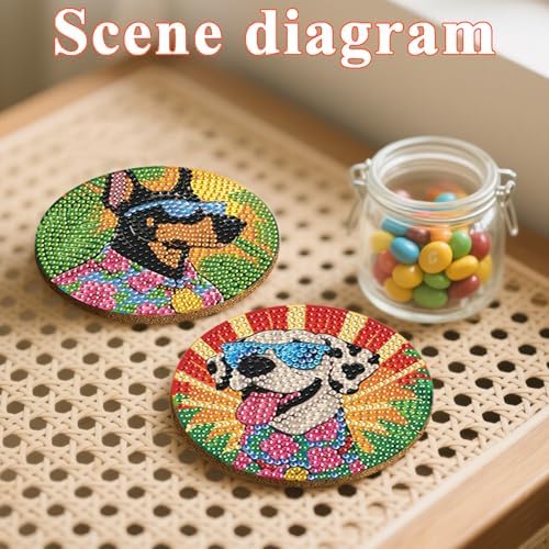 DOTSOPS 8 Pcs Dog Diamond Painting Coasters for Beginners with Holder 4 in - Image 4