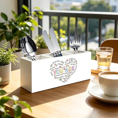 Positive Affirmation Gifts for Women Pen Pencil Holder Organizer for Desk Decor, Inspirational You Are Words of Affirmation Gifts Wood Signs Makeup Brush Toothbrush Holder - Image 2