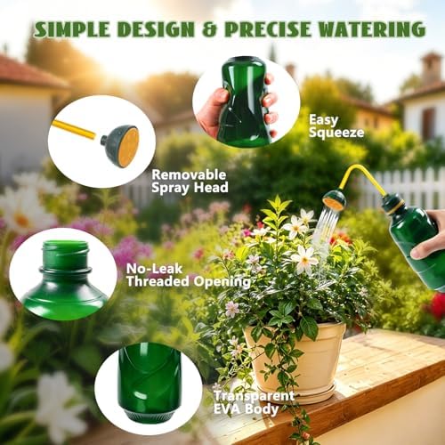 450ML Small Watering Can, 2 in 1 Spray Head for Indoor Plants, Green - Image 4