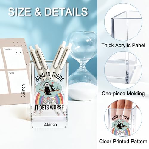 Hollaween Hang In There It Gets Worse Acrylic Pencil Holder Cup Gifts - Image 2