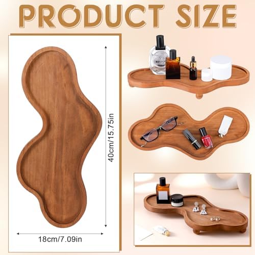 Uiifan Wood Cloud Perfume Decorative Tray Bedside Jewelry Tray,Brown - Image 3
