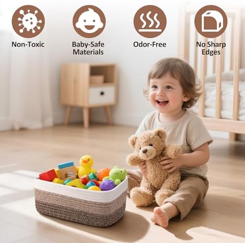 5-Pack Small Woven Rope Storage Baskets, 2 Sizes Organizer Bins - Image 4