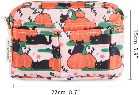 Multiple Pockets Portfolio Organizer with Zipper,Makeup Bag Pencil Pouch - Image 2