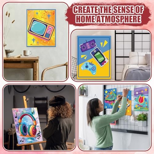 Sherr 96 Pcs 12 Set Pre Drawn Canvas Painting Kits, Retro - Image 5