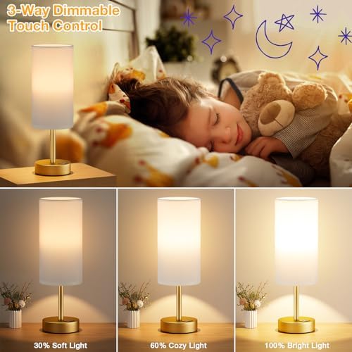 Dicoool Bedside Table Lamp for Bedroom - 3-Way Dimmable Touch Lamp, USB A+C - Image 3