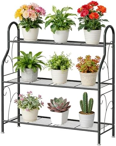 SORCEDAS Plant Stand Indoor Outdoor 3 Tier Metal Corner Flower Shelf by SpecialYourHome