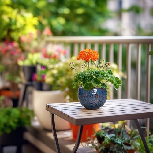 Ceramic Pots for Plants - 4 Inch Plant Pots for Indoor Outdoor, Small Planter with Drainage Hole, Unique Flower Pot, Decorative Modern Round Planter, Office Decor, Home Gifts, Retro Blue - Image 7