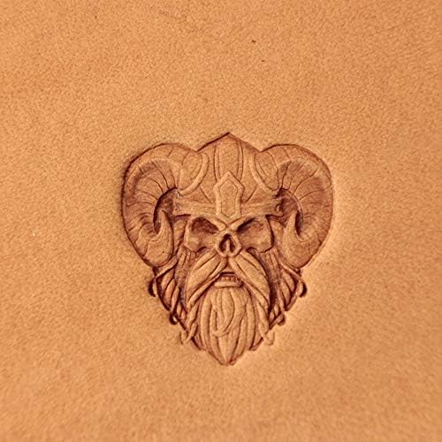 DandS ltd Leather Stamp Tool, Viking Skull, Professional Steel Craft Tool for Leatherworking, Embossing, Carving & Stamping Leather Projects, Belts Wallets & DIY Projects Compatible with Mallet #267