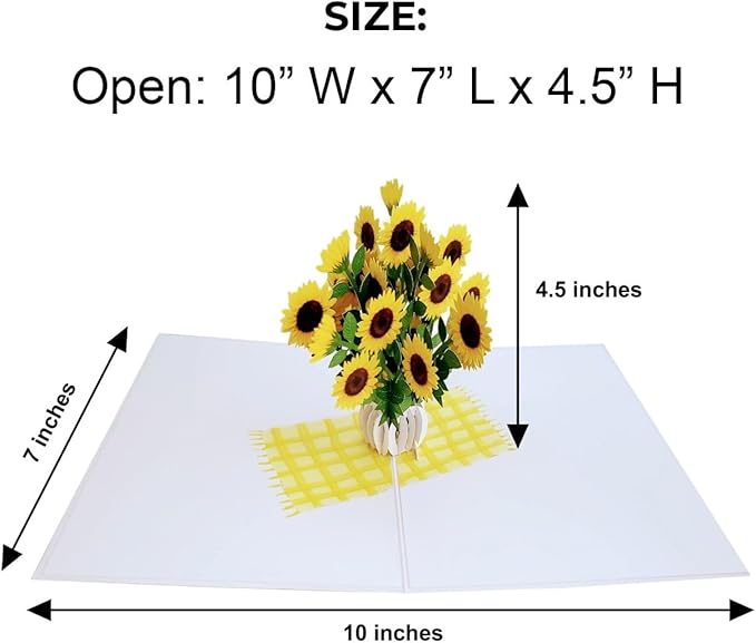 iGifts And Cards Sunflower Bouquet in Vase 3D Pop-Up Card – Positivity, Encouragement, Get Well Gift – Cheerful Handmade Surprise for Birthday, Spiritual Awakening, or Miss You – 5x7 Floral Greeting