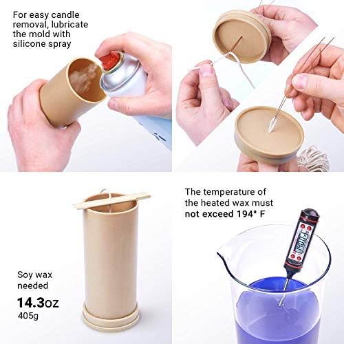 Candle Molds for Candle Making Cylinder Shaped - Height: 5.9 in, Width: 2.3 in - Wax Melt Molds for Crafts - Candle Wax Molds – Candle Making Supplies - Image 4
