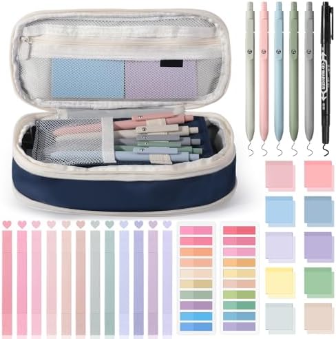 49Pcs Book Annotation Kit Aesthetic School Supplies with Pencil Case by KOUDGY