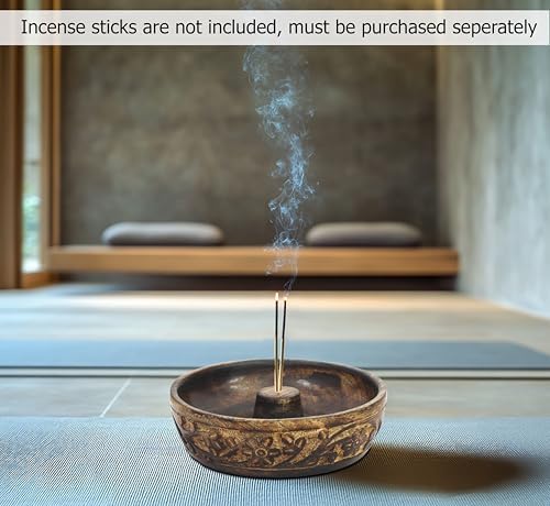 COTTON CRAFT Hand Carved Wood Incense Burner Holder - 2 Pack - Natural - Image 5