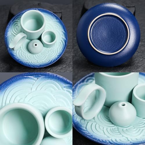 4 in 1 Ceramic Incense Burner Holder with Handle for Burning Sage, Palo Santo Stick, Joss Sticks, Candle in Your New House, Office, Yoga, Meditation Room (Sky Blue) - Image 4