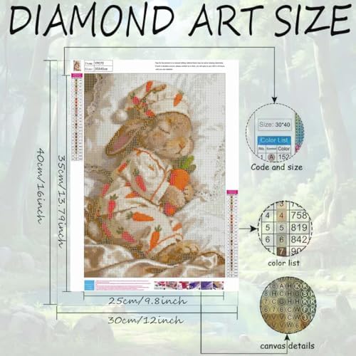 Cute Rabbit Diamond Art Kits For Adults,Diamond Painting Kits for Beginners - Image 5
