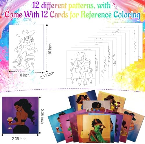 AmazingSpark 12 Set Sip and Paint Kit for Adults Pre Drawn Canvas,Women - Image 3