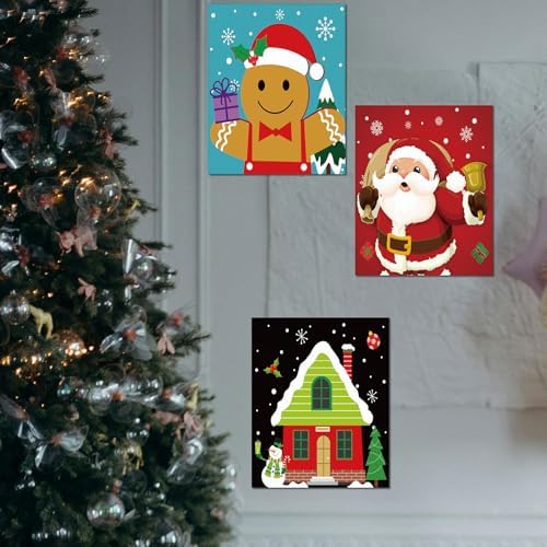 Dinifee 6 Pack Pre Drawn Canvas for Painting Pre Printed Canvas Kit 8 x 10 Inch Stretched Cotton Paint and Sip Set for Adults Couple Party Graduation Summer Date Night(Santa Blessing) - Image 5