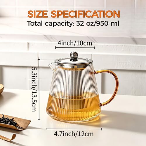Glass Teapot with Removable Infuser, 32 oz (950 ml) - Image 6
