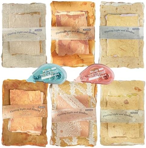 Flartmo 180 Sheets Embossed Textured Scrapbook Paper with 2 Double Sided Tapes, 6 Packs Scrapbook Supplies Kit for Scrapbooking, Junk Journal, Card Making Supplies, Planner, Collage by Flartmo