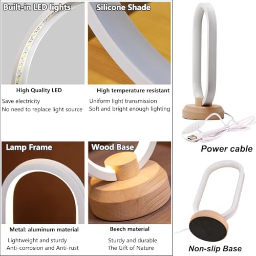 Table Lamps for Bedroom Modern LED Oval Slim Nightstand Bedside Lamp - Image 5