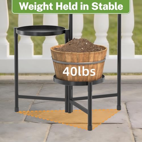 iDavosic.ly 3 Tier Large Plant Stand Indoor Outdoor, 10 In Wide Tray, Black - Image 4