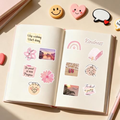 Pink Vision Board Supplies - 50 Pcs Travel Scrapbook Stickers - Image 5