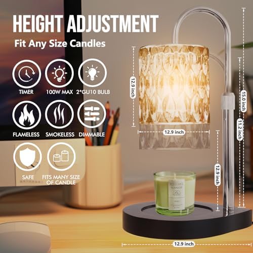 GEEZO Fragrance Candle Warmer Lamp，Electric Candle Warmer with Timer & Dimmer，Mom Christmas Birthday Gifts for Women, House Warming Gifts New Home Bedroom Decor - Image 2