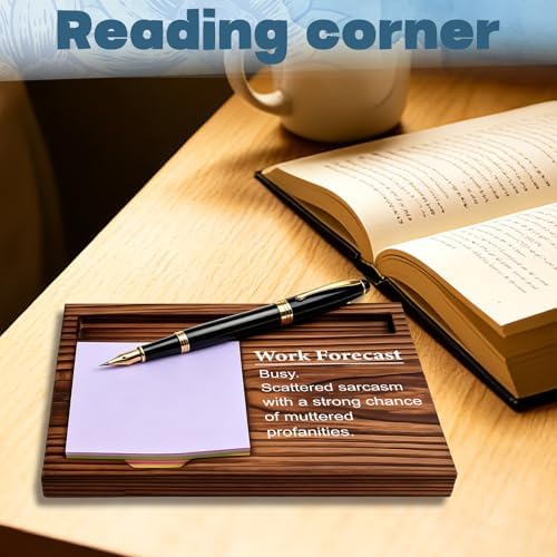FOUGSTA Funny Office Gifts for Women, Gag Office Gifts for Women, Decor Present for Friend,Wooden Notepad Pen Holder With Funny Quotes,16.5 x 12 x 1.5 cm,XXN10 - Image 5