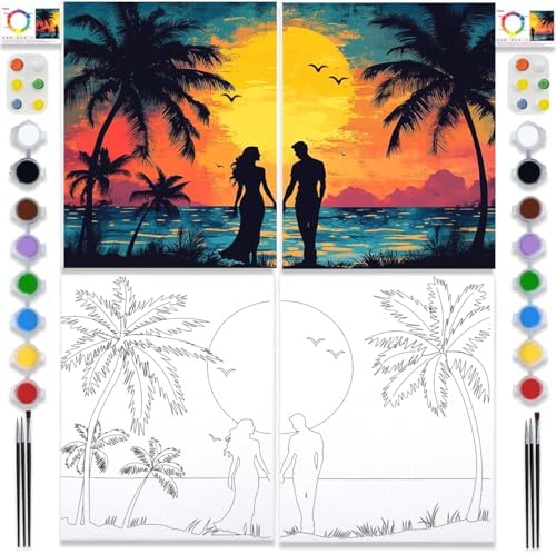 PAILIM Paint and Sip kit for Adults Romantic Pre Drawn Canvas Party Kits by PAILIM