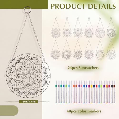 72 Pcs Suncatchers Crafts Kit DIY Paint Art, Mandala Design - Image 3