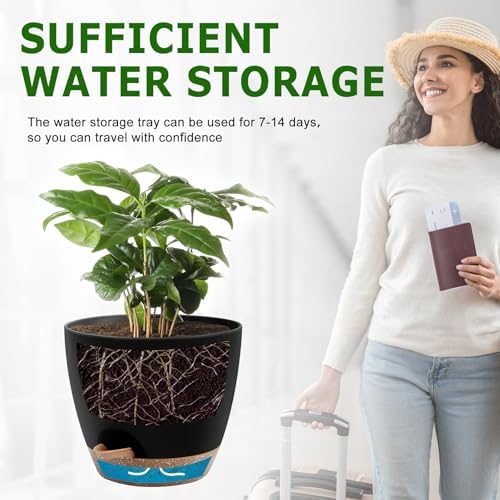 QRRICA 12/10/9 Inch Self Watering Pots for Indoor/Outdoor Plants - Image 5