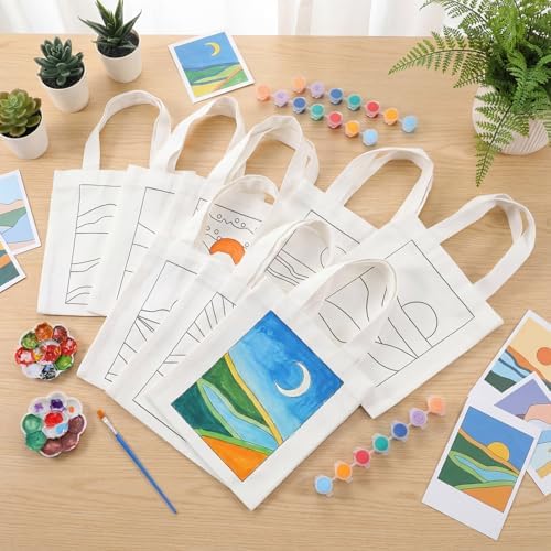 Aliceset 16 Pcs Color Your Own Bag Tote Bag Painting - Image 4