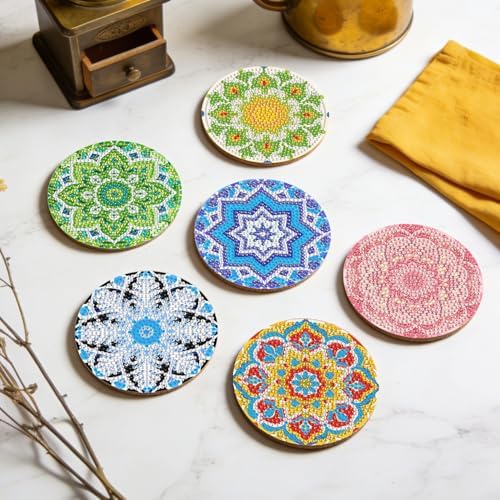 Leatrice Mandala Diamond Art Coasters Set Diamond Painting Kits for Adults - Image 6