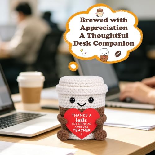 Teacher Appreciation Gifts for Women Men, Birthday Back to School Thank You Teacher Gifts, Best Gift for Daycare Preschool Music Art Teachers, Funny Handmade Crochet Coffee Mug Cup Teachers Desk Decor - Image 3