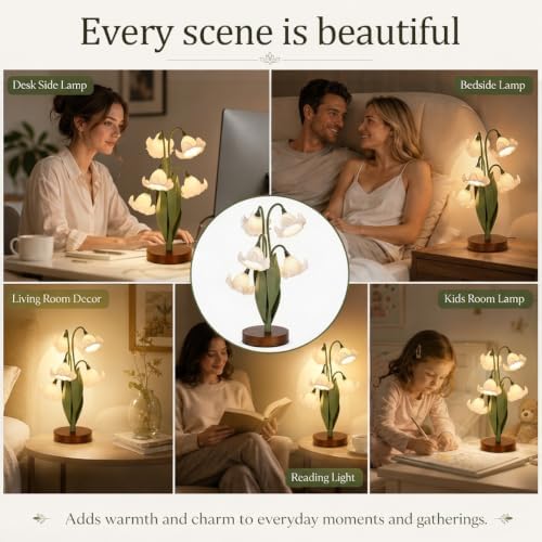 Flower Table Lamp for Bedroom, LED Cute Reading Light - Image 4