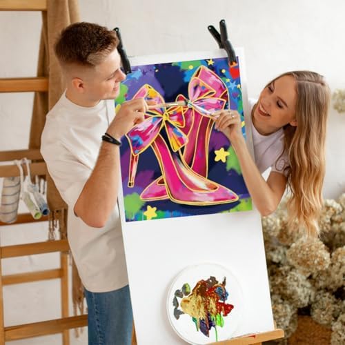 4 PCS Pre Drawn Canvas to Paint for Adults 8 x 10 Inch Couple Sip and Paint Kit Party Supplies Favor Shoes Couples Painting Kit Date Night Canvas Painting Kit for Valentine's Day Painting - Image 5