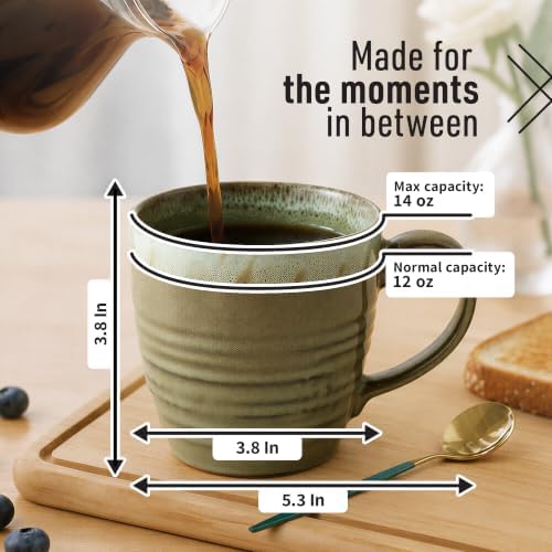 Ava Nord Reactive Glaze Stoneware Ceramic Coffee Mugs 4 Pack - 14oz - Green - Image 2