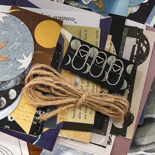 Qudarrso Vintage Junk Journal Kit, Cosmic Space Theme Scrapbook Supplies with Notebook, Stickers, Ephemera Paper and Tags, Galaxy DIY Craft Supplies for Adults Scrapbooking and Junk Journaling - Image 5