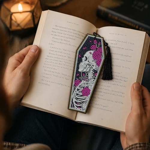 8 Pcs Colorful Gothic Diamond Art Bookmark, DIY 5D Kits Supply with Tassels - Image 7