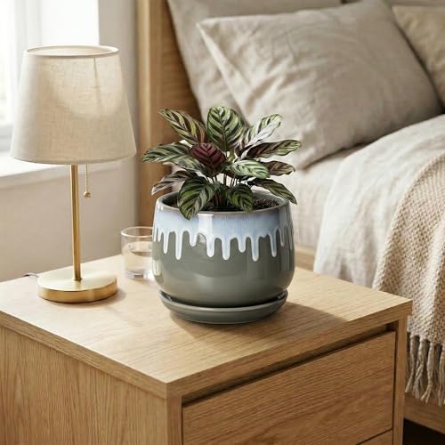 Ceramic Pots for Plants 6 Inch, Indoor Plant Pots, Grey-Blue - Image 6