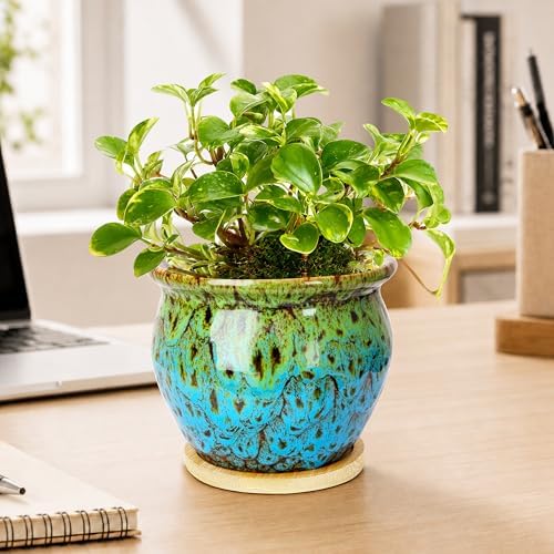 Plant Pots, 4.5 Inch Ceramic Pots for Plant with Drainage, Small Planters - Image 4