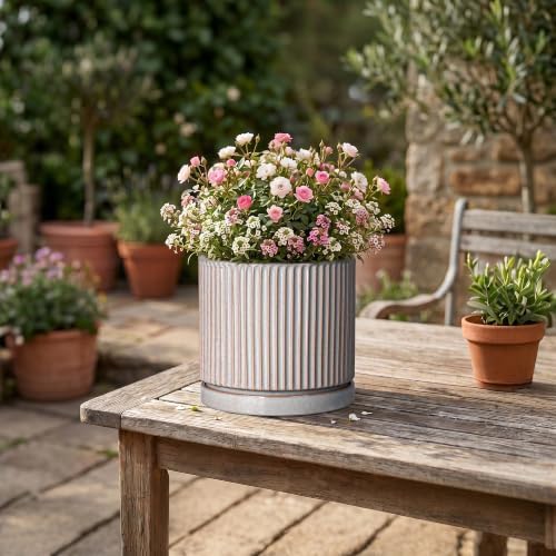 Ceramic Pots for Plants, 6 Inch Plant Pots with Saucer, Grey - Image 6