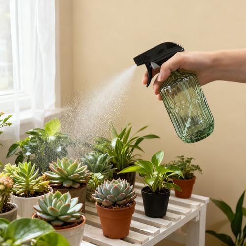 YYTSGG Glass Plant Mister Bottle, 15oz, Army Green, Adjustable Mist Nozzle - Image 5