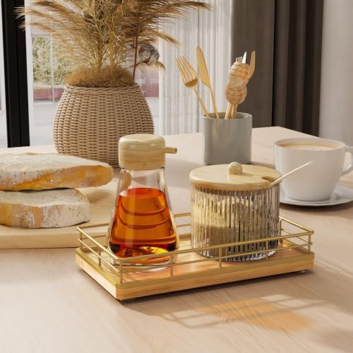 Wooden Decorative Tray, Oak 7.5" L Coffee Table Tray for Kitchen Countertop Soap Sponge Holder for Dresser Perfume Jewelry Candle Nightstand Table Centerpieces for Dining Room Decor Natural - Image 5
